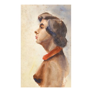 1950s "Portrait of a Woman P2.49" Watercolor Painting by Eve Nethercott For Sale