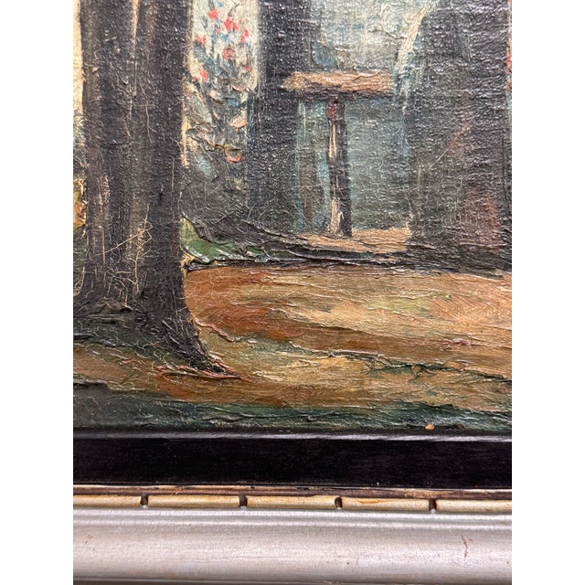 19th Century 19th Century Belgian Flemish Oil Woman by the Shrine For Sale - Image 5 of 12