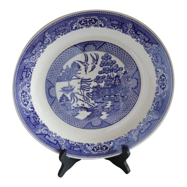 Mid 20th Century Spode Style Blue and White Ceramic Charger Plate For Sale
