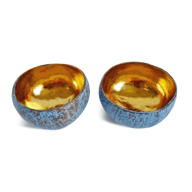 2020s Blue Wash Coconut Candle Bowl For Sale - Image 5 of 6