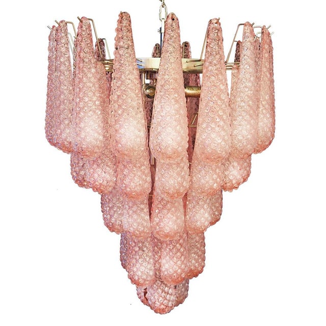 Pink Pink Murano Glass Drop Chandelier, 1980s For Sale - Image 8 of 16