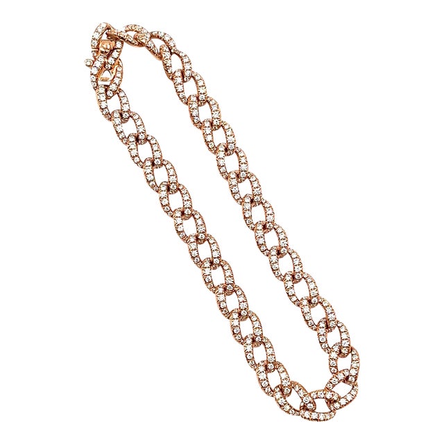 2.96 Ct Cuban Link Diamond Bracelet For Sale