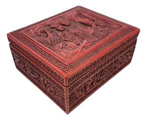 Late 19th Century Qing Lacquer and Hand-Carved Varnished Wood Decorative Box, China