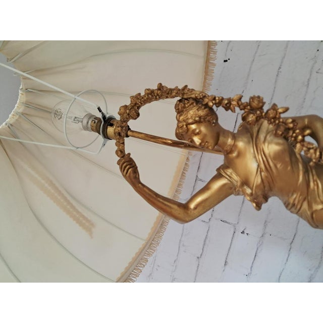 Antique French Gold Gilt Classic Lady Lavergne Sculpture Lamp and Marble Clock, 1890s For Sale - Image 15 of 18