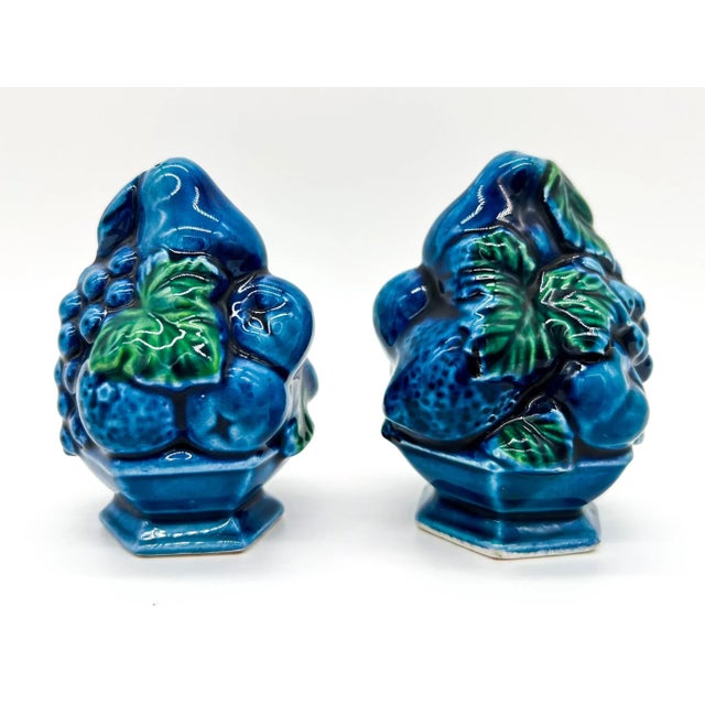 1960s 1960’s Inarco Blue Mood Indigo Fruit Topiary Salt and Pepper Shakers For Sale - Image 5 of 8