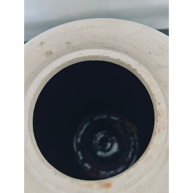 Vintage Studio Art, by David Smyth, Signed - Raku Fired White Ceramic Vessel With Lid and Natural Wood Twig Accents – 9.5” For Sale - Image 9 of 12