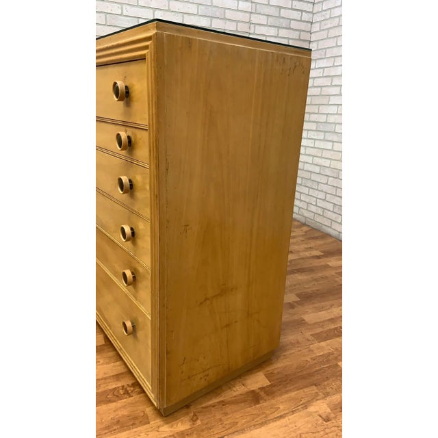 Mid Century Modern Cork and Wood Tall Dresser by Paul Frankl for Johnson Furniture This amazing Cork and Wood Tall Dresser...