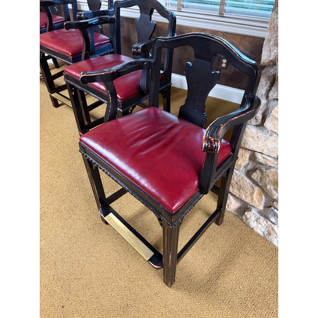 There are 4 of these counter height stools available for purchase. Will sell in any quantity. The stools have chippendale...