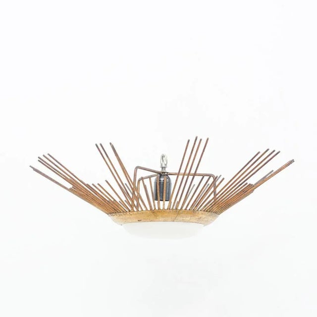 Mid-Century Modern Sunburst Brass Pendant Lamp, 1960s For Sale - Image 4 of 10