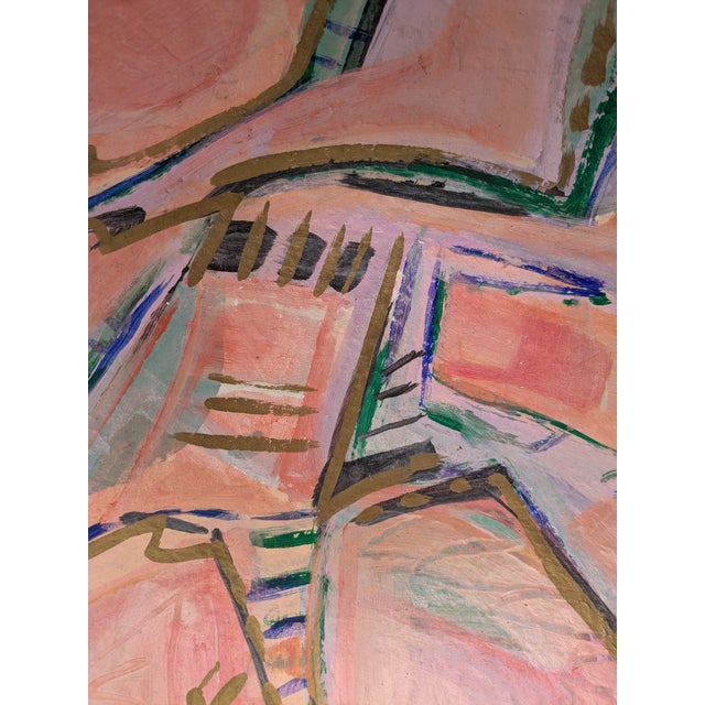 Abstract Papier-Mâché Art Bowl 1/1 Signed “E B” 1990s Hand-Painted Pastel For Sale - Image 12 of 12