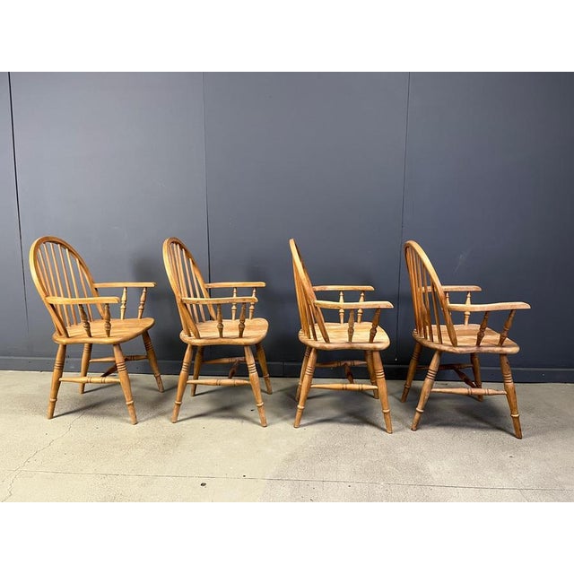 Brown English Windsor Style Dining Chairs, 1960, Set of 4 For Sale - Image 8 of 14