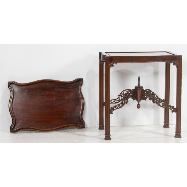 Early 20th Century A Chippendale Style Mahogany Tea Table, the Removable Serpentine Tray Top For Sale - Image 5 of 6