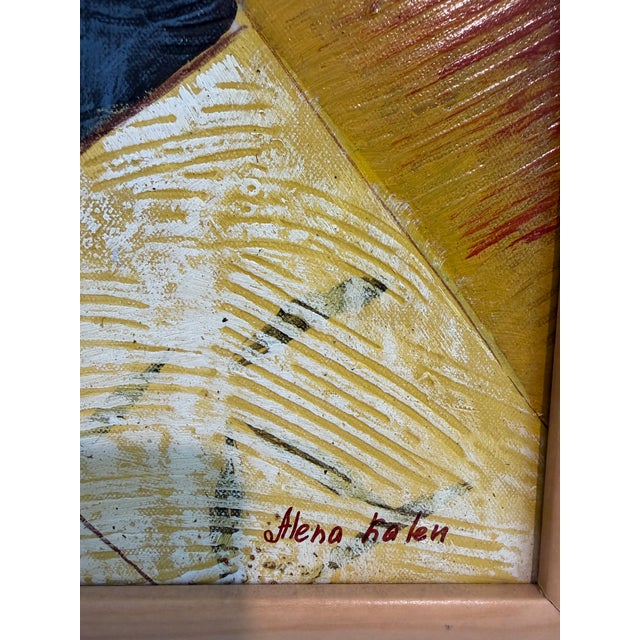 Abstract Alena Kalen Modern Geometric Original Abstract Oil Painting Cubist Reverie” Coa For Sale - Image 3 of 9