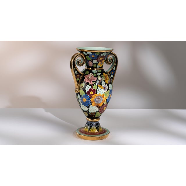Ceramic Mid 20th Century French Black Ceramic Mid-Century Modern Vallauris Amphora For Sale - Image 7 of 15