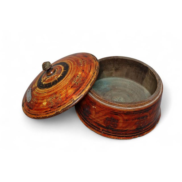 antique handpainted stunning wooden lacquerware spice box from afghanistan / pakistan a handpainted wooden lacquerware...