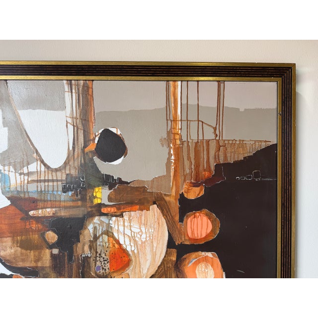 Large- 1970s Vintage Gregory Hawthorne Expressionist Abstract Acrylic on Masonite Painting, Framed For Sale In Miami - Image 6 of 13