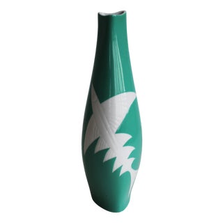 Green Ceramic Vase by Jaroslav Jezek for Royal Dux, 1960s For Sale