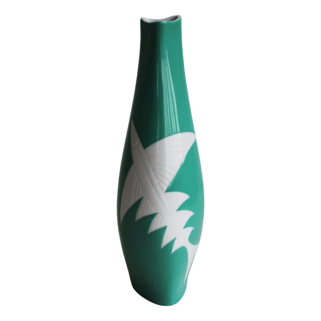 Green Ceramic Vase by Jaroslav Jezek for Royal Dux, 1960s For Sale