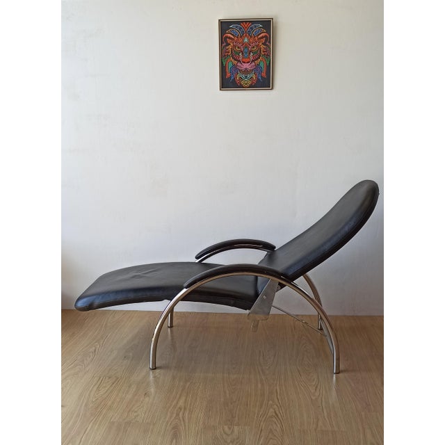 Chromed Leather Armchair, 1970s For Sale - Image 11 of 18