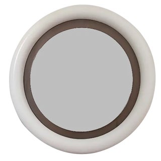 Round White Backlit Mirror, 1970s For Sale