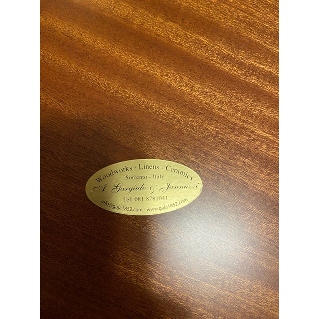Ebony Late 20th Century Signed Luigi Leone for Gargiulo & Jannuzzi Mechanical Expanding Inlaid Wood Table Top With Lazy Susan For Sale - Image 8 of 12