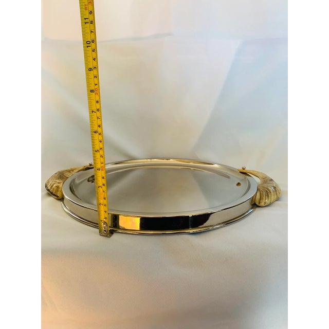 Mid 20th Century Ravarini Castoldi Vintage Silverplate & Horn Handle Tray For Sale - Image 12 of 13
