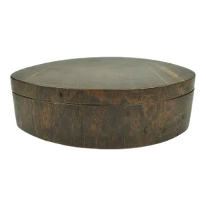Hand Carved Solid Desert Ironwood Oval Shape Jewelry Box Signed