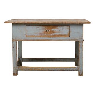 Swedish Folk Art Baroque Style Blue Painted Table For Sale