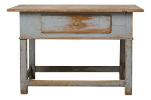 Swedish Folk Art Baroque Style Blue Painted Table
