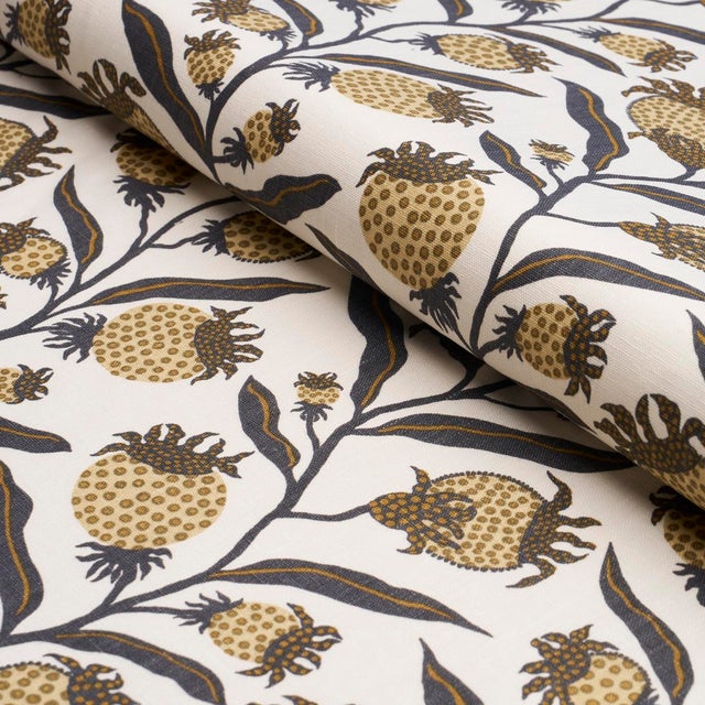 Schumacher SAMPLE - Schumacher x Marian Mcevoy Thistle Vine Fabric In Black & Gold For Sale - Image 4 of 4