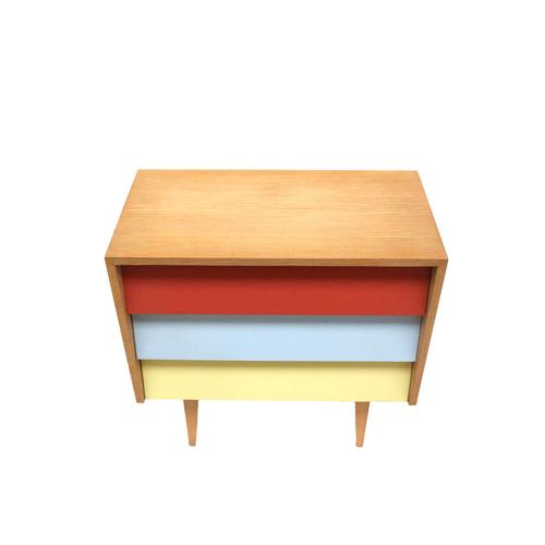 Vintage small chest of drawers in the style of Jiří Jiroutek, made in the 1970s. This vintage small chest of drawers from...