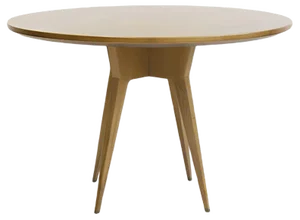 Ash Wood Round Table with Brass Details