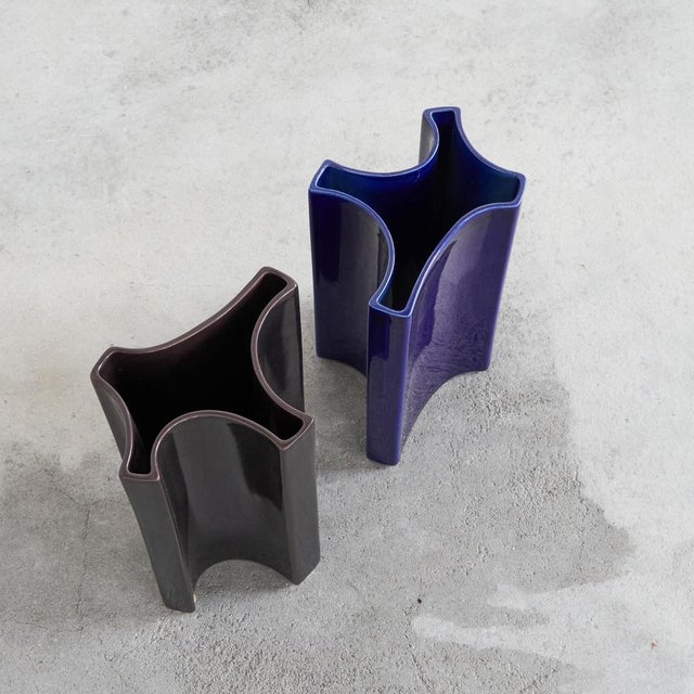 Mid-Century Vases by Angelo Mangiarotti for Fratelli Brambilla, 1960s, Set of 2 For Sale - Image 10 of 13