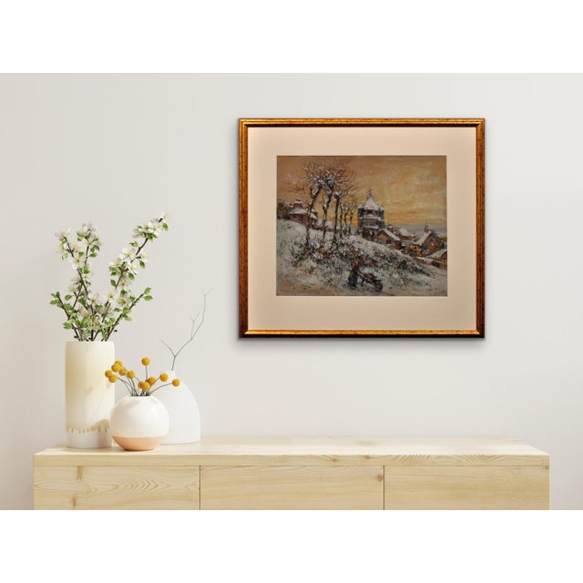 Gaston Cornil, Gathering Winter Fuel, Time of the Great War, 1890s, Gouache & Watercolor & Paper, Framed For Sale - Image 16 of 18