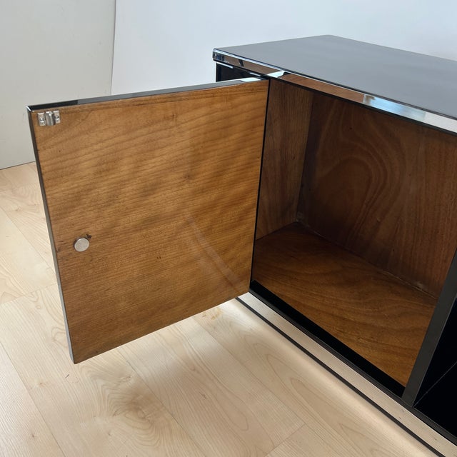 Art Deco Black Lacquered Lowboard with Chrome Fittings, France, 1930s For Sale - Image 12 of 18