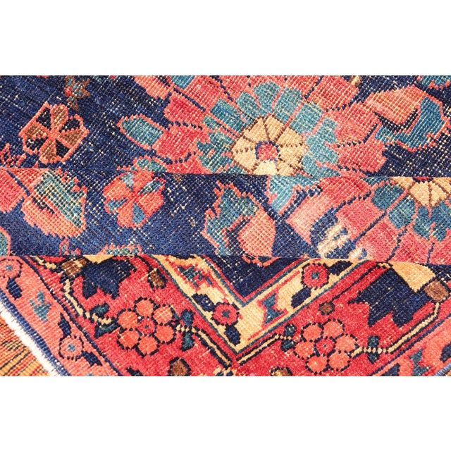Antique Persian Bidjar Rug With All-Over Floral Motifs in Red and Blue 5'0 X 7'9 For Sale - Image 11 of 12