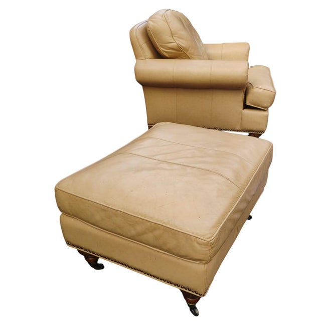 Modern Bring Sophisticated Luxury Into Your Home With the Liz Claiborne Home Leather Chair and Ottoman Set. For Sale - Image 3 of 12