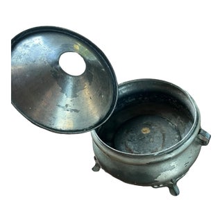 Antique Pewter Spittoon Funnel Lid 7” Saloon Tobacco Cuspidor For Sale