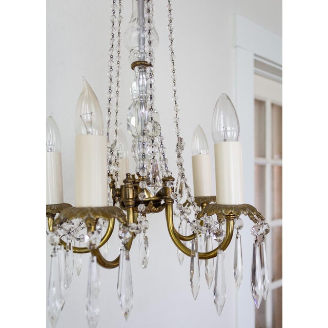 Petite French Louis XV Style Five Arm Crystal Chandelier With Black Lampshades For Sale - Image 12 of 18