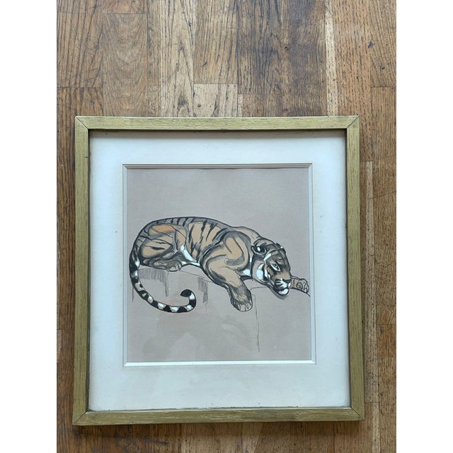 Paul Jouve, Tiger, 1920, Pencil & Paint For Sale - Image 4 of 12