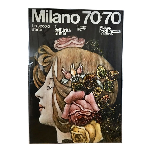 1970's Large Milano Female Bust Lithograph Wall Art For Sale
