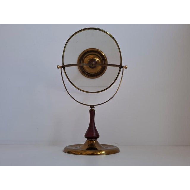 Mid-Century Czechoslovakian Brass and Wood Swivel Table Mirror, 1960s For Sale - Image 6 of 18