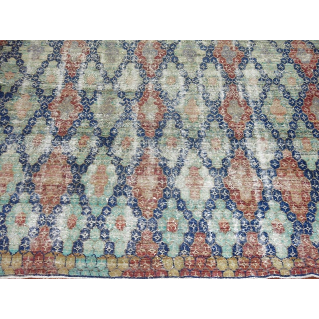 Blue Shabby Chic Vintage Anatolian Deco Carpet For Sale In New York - Image 6 of 6