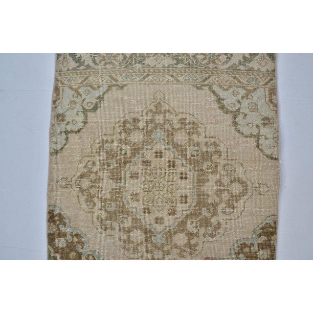 Tan 0ushak Vintage Handknotted Hallway Rug For Sale - Image 8 of 10