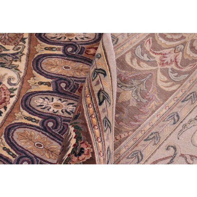 Textile Shabby Chic 1990's Medallion Pak-Persian Gray/Brown Wool Rug - 9'1'' X 11'7'' For Sale - Image 7 of 9
