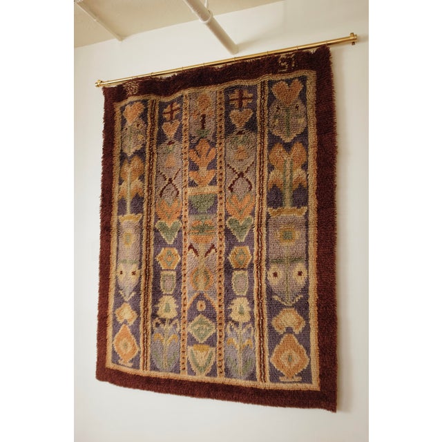 Textile 1930s Large Finnish Mid-Century Rya Tapestry For Sale - Image 7 of 9