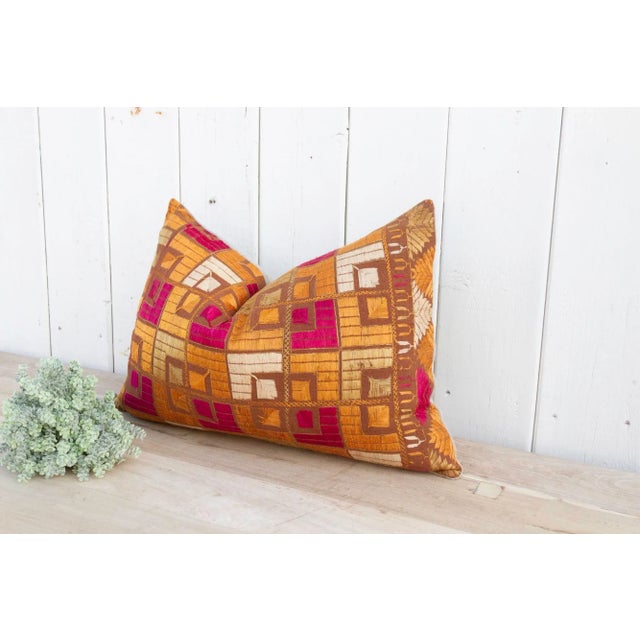 Indian Palash Silk Phulkari Pillow For Sale - Image 3 of 9