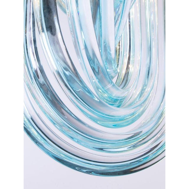 Venini Aquamarine Murano Glass Triedri Curvati Chandelier from Venini, Italy, 1980s For Sale - Image 4 of 14