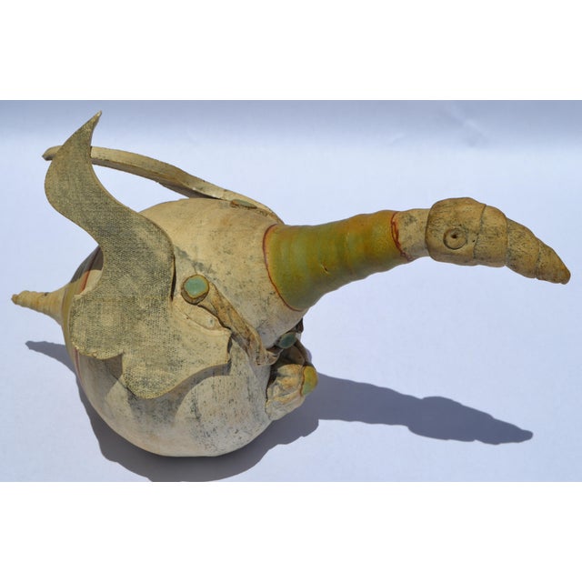 1950s Abstract Italian Ceramic Pottery Wood Bird Sculpture Mixed Media Handmade For Sale - Image 12 of 17