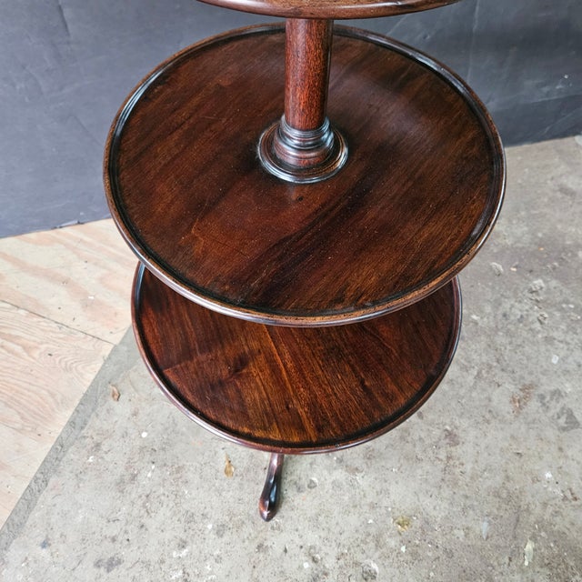 Brown Late 19th Century Mahogany 3 Tier Spoon Foot Pedestal Base Dumbwaiter For Sale - Image 8 of 9